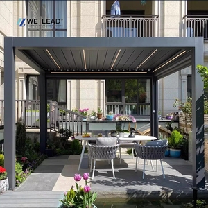 Pergola extérieure en aluminium à revêtement de poudre personnalisée avec store enrouleur de toit rétractable motorisé persiennes automatiques pour balcon - Product Image 2