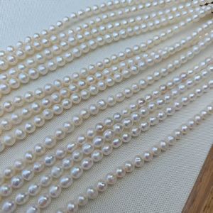 Cao Ánh 5-6Mm Vòng Trắng Zhuji Nước Ngọt Đầy Đủ Khoan Bán Hoàn Thành Sợi Ngọc Trai Cho Đồ Trang Sức Làm - Product Image 3