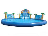 Parc aquatique gonflable commercial à thème océan tropical en PVC DST, double toboggan, capacité supérieure à 500 kg, couleurs et logo personnalisables, garantie 3 ans