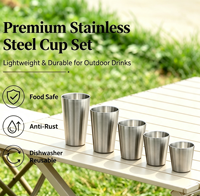 Gobelets empilables en acier inoxydable SUS304, or et argent, pour eau, bière, café, restaurant, maison, camping, vente en gros