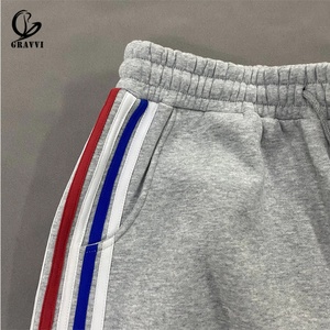 Custom American Streetwear Wide Leg Sweatpants Side Stripe Elastic Waist Drawcord Warm Fleece Jogger <b>Trousers</b> OEM - Product Image 4