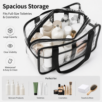 Sac de toilette transparent en PVC imperméable avec fermeture éclair, sac de bain transparent, sac de sport portable et durable pour femmes, idéal pour la natation et la douche
