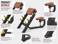 Banco de curl de bíceps comercial MRD-B1044 de alta resistencia, máquina de curl Preacher para entrenamiento de brazos en gimnasio