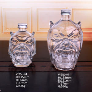 Botella de Vidrio para <span class=keywords><strong>Vino</strong></span>/Vodka con Cabeza de <span class=keywords><strong>Diablo</strong></span> y Tapa Metálica de Rosca, 250 ml, 680 ml - Product Image 6