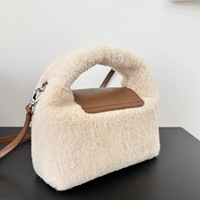 Sac à main pour femme en fausse fourrure, sac bandoulière décontracté et moelleux, sac à bandoulière doux et mignon, pochette en PU doux avec empiècements, sac à main en fourrure, sacoche moelleuse