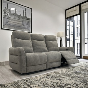 Sofá reclinable eléctrico moderno con marco de plástico, tapicería de tela, diseño ergonómico, Control remoto, juego de sala de estar de tres asientos - Product Image 3