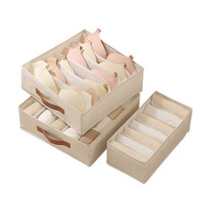 Organisateur de sous-vêtements pour armoire, boîte de rangement pliable en coton pour culottes, chaussettes et soutiens-gorge, organisateur de tiroir pour sous-vêtements - Product Image 1