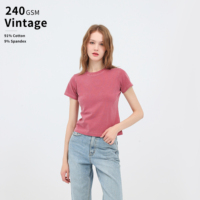 T-shirts courts en coton délavé personnalisés avec logo pour femmes, manches courtes décontractées, vente en gros pour vêtements streetwear féminins