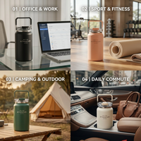 Bouteille d'eau isotherme personnalisée Kingze, grande capacité 1200 ml 1500 ml, en acier inoxydable, thermos, tasse de voyage pour café en plein air