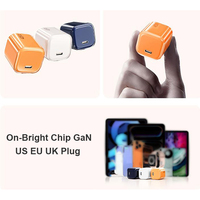 Chargeur rapide GaN 65W 45W, mini adaptateur mural pliable en forme de glaçon, coque transparente, prise US EU UK, bloc d'alimentation portable de voyage