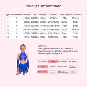 Conjunto de Ropa para Danza Jazz para Niñas de 6 a 16 Años, Top Corto con Falda Metálica y Guantes, Traje de Danza Latina para Recital y Entrenamiento - Product Image 6