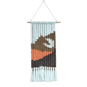 Tapiz de Pared Rectangular de Macramé Tejido a Mano con Diseño de Hojas Contemporáneo, de Cuerda de Algodón Ecológica, Lavable a Máquina, Decoración del Hogar - Product Image 5
