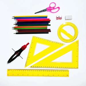 Lápiz de color para estudiantes, papelería de dibujo, regla de plástico, transportador Triangular, juego de 30cm, regla de combinación de aprendizaje - Product Image 4