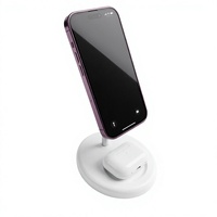 Support de charge magnétique sans fil 2-en-1 à bras flexible 15W, chargeur de téléphone réglable pour téléphone et écouteurs, idéal pour la maison, le bureau et les appels vidéo