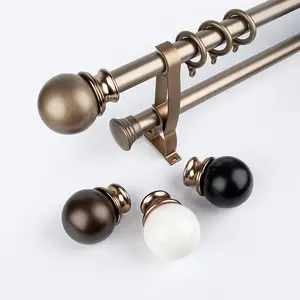 Factory Outlets Low Price Metal Accessories Double Brackets Aluminium Finials Curtain Rod For Living Room