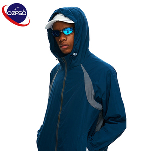 QZFSO Custom Streetwear <b>Lightweight</b> Mesh Zip up Windbreaker Breathable Quick-dry Polyester Sun Protection <b>Jacket</b> With Hood - Product Image 6