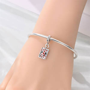 Set de Abalorios de Cobre Plateado con Esmalte Azul y Rosa, Temática Dulce, con Circonitas, para Pulseras Europeas - Product Image 4