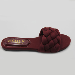 女性用夏靴プレーンウィーブフットウェアスライドラウンドヘッドフラットスリッパ女性用直接ブティック女性用サンダル - Product Image 3