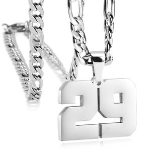 Trendige, versilberte, polierte Edelstahl-Zahlen-Anhänger-Halskette für Herren – Sport, Basketball, Baseball, Fußball – Geschenk - Product Image 6