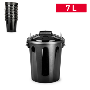 Contenitore per rifiuti da 7 litri in plastica nera, riutilizzabile per la casa - Product Image 1