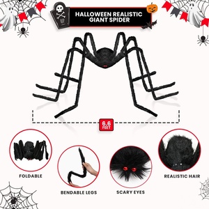 Décorations d'Halloween araignées géantes, araignées artificielles réalistes noires et poilues, grandes araignées pour l'intérieur, l'extérieur, la cour, le jardin, la fête, la maison - Product Image 2