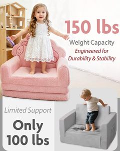 Canapé enfant OEM <span class=keywords><strong>2</strong></span>-en-1 convertible, fauteuil-lit pour enfants, mousse haute densité, pliable, canapé 3 couches, sécurité pour la salle de jeux des tout-petits - Product Image 4