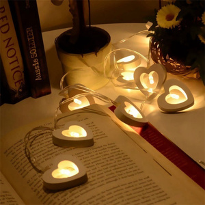 Christmas Tree Decoration Bedroom <strong>Net</strong> Romantic Room Decorative Creative Proposal Valentine's Day <strong>LED</strong> Wooden Heart Light <strong>String</strong> - Product Image 1