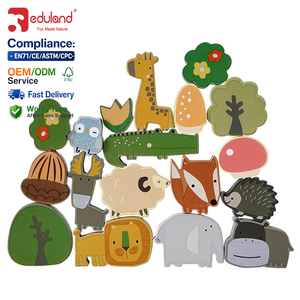 Jouet d'équilibre Montessori EDULAND OEM ODM, blocs éducatifs en bois, animaux de la forêt, dessin animé, jouet d'apprentissage précoce pour enfants, empilage et construction - Product Image 1