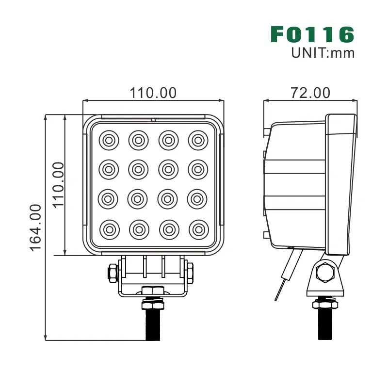 Sáng nhất 4.3 inch vuông máy kéo lái xe dẫn vỏ ánh sáng 12V 24V off-road nông nghiệp dẫn công việc ánh sáng