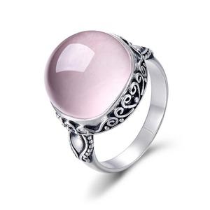 Literary <b>pink</b> floral border exaggerated ring, women's retro jewelry <b>gifts</b> - Product Image 4