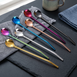 Juego de 6 cucharas de bar de metal modernas, agitadores de cócteles reutilizables de colores arcoíris - Product Image 6