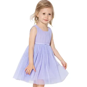 New model frock design for baby girl sleeveless light purple summer breathable casual girl dresses