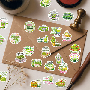 56 autocollants mignons sur le thème du matcha vert - Phrases amusantes sur le thé et les desserts, en <span class=keywords><strong>vinyle</strong></span> imperméable, inspirants pour le journal intime et la décoration DIY - Product Image 2