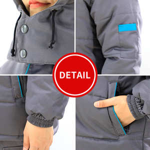 Combinaison <span class=keywords><strong>de</strong></span> <span class=keywords><strong>travail</strong></span> d'hiver en plein air grise, vêtements chauds en coton rembourré, respirants et <span class=keywords><strong>de</strong></span> grande taille, résistants au <span class=keywords><strong>froid</strong></span> - Product Image 6