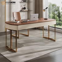 Ensemble bureau et chaise d'ordinateur en métal convertible haut de gamme de luxe léger E1 Table de bureau en bois avec écriture pour le bureau du PDG