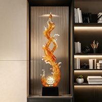 Grande sculpture de poisson koï en résine TONFO, ornement décoratif sur pied avec éclairage LED, style chinois luxueux et moderne pour la maison et l'hôtel