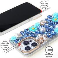 Étui de téléphone portable KINGSOUL luxueux, artisanal, en TPU+PC+verre, avec paillettes 3D en forme de diamant d'eau, aimant, antichoc