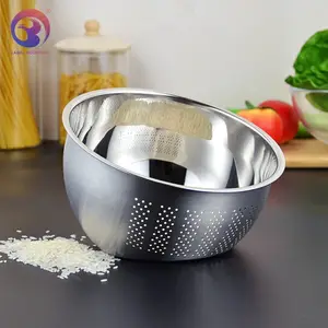 Kitchen Serving Vegetable Fruit Stainless Steel Oblique Bottom Colander & Strainers