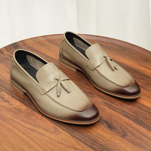 Chaussures décontractées montantes pour hommes, style rétro, en cuir pleine fleur, inspirées du kangourou japonais, mocassins de travail à bout carré, à lacets, rehaussées - Product Image 1