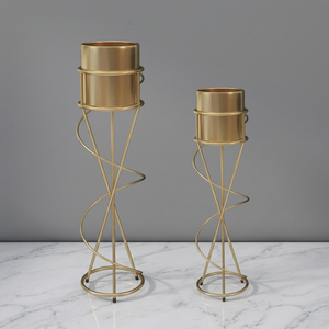 AK Laiton Métal Décoratif Laiton Plaqué Plante Ensemble Pour Intérieur Extérieur Plante Stand - Product Image 1