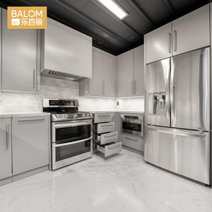 Ensemble d'armoires de cuisine BALOM, modernes, luxueuses, écologiques, imperméables, en acier inoxydable 304, modulaires, personnalisées pour les projets d'appartements et de maisons - Product Image 3