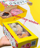 Boîtes à donuts personnalisées avec logo pour boulangerie, pâtisserie, desserts, pain, emballage en papier avec fenêtre transparente