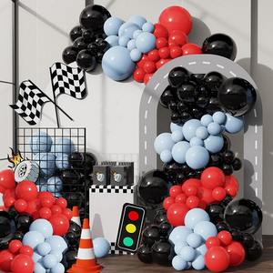 Ballons de Voiture de Course en Latex, Kit de Guirlande d'Arche, Ballons de Fête Rouges et Noirs pour Garçon, pour Fête Prénatale, 95 Pièces - Product Image 1
