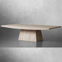 Table à thé en pierre solide avec dessus en travertin durable Mobilier d'extérieur confortable pour cour intérieure