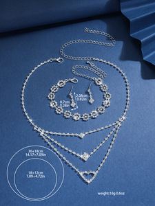 Ensemble Collier et Boucles d'Oreilles de Mariée en Cuivre Sertis de Diamants, Plaqué Or/Argent, Bijoux de Mariage Élégants pour Robes de Soirée - Vente en Gros - Product Image 6