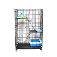 Cage à chat pliable en métal, gain de place, avec accessoires inclus, plusieurs portes et fenêtres, utilisation toutes saisons, idéale pour les voyages