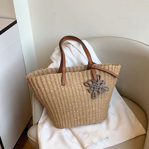 Borsa Tote Grande in Paglia Intrecciata Famiglia Luo, Nuova <span class=keywords><strong>Moda</strong></span> Retrò Casual per Vacanze, Spiaggia e <span class=keywords><strong>Shopping</strong></span> - Product Image 3