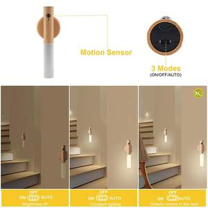 Sensore di movimento luce notturna ricaricabile magnetico luci da parete in legno per bambini bagno corridoi armadio scale camere da letto - Product Image 4