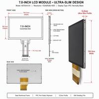 Módulo LCD TFT IPS de 7.0 Pulgadas, 800x480, 1000 Nits de Brillo, Negro Normal, 40 Pines LVDS, -30 a +85 ℃   Exhibición de Accesorios para Automóviles