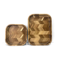 Plateau en bois de service pour la cuisine Plateau en bois fabriqué à la main avec design en forme de V Décoration intérieure parfaite